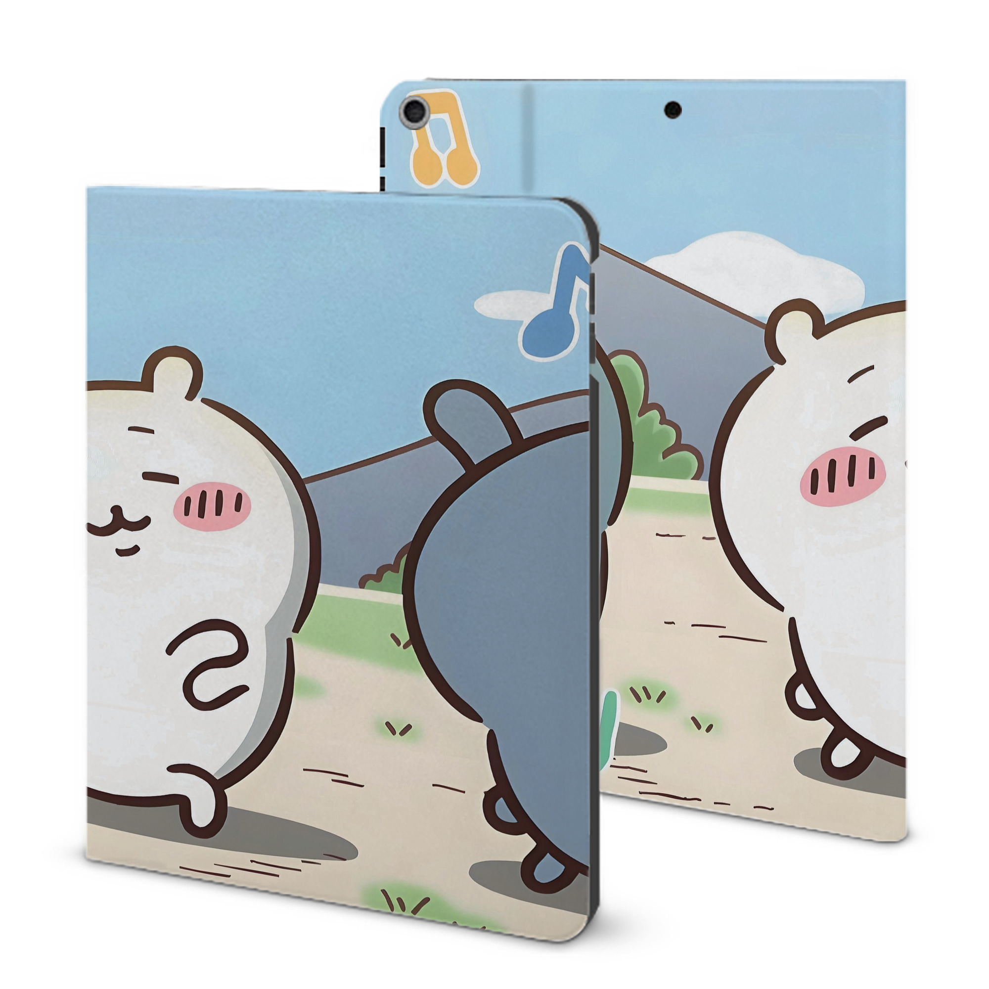 （画像用） ちいかわ Chii-kawa IPad ケース ブック型 PUレザー TPU 耐衝撃 軽量 薄型 ペン収納なし 全面保護 IPad 各モデル対応